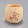 Japanese natsume wooden tea cup with cherry leaf pattern, SAKURA