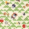 Japanese paper sheet, YUZEN WASHI, Scale pattern with toys, green