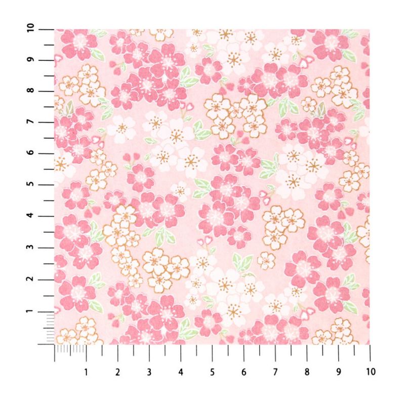 large sheet of Japanese paper, YUZEN WASHI, pink, cherry blossoms in full bloom, small