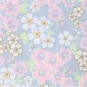 großes Blatt Japanpapier, YUZEN WASHI, blau, Kirschblüten in voller Blüte