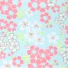 large sheet of Japanese paper, YUZEN WASHI, sky blue, Cherry blossoms in full bloom