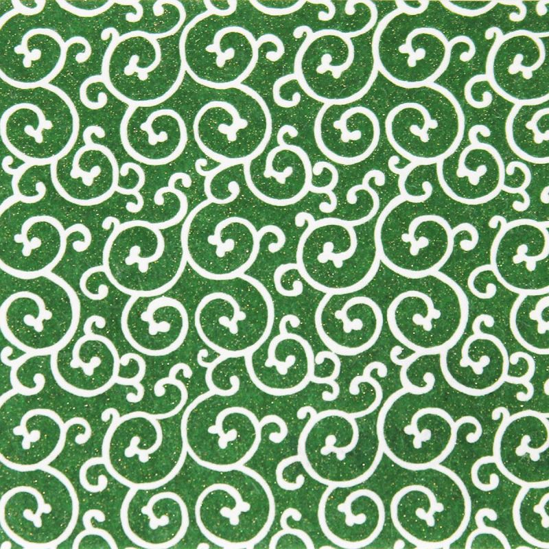 großes Blatt japanisches Papier, YUZEN WASHI, grün, Arabeskenmuster