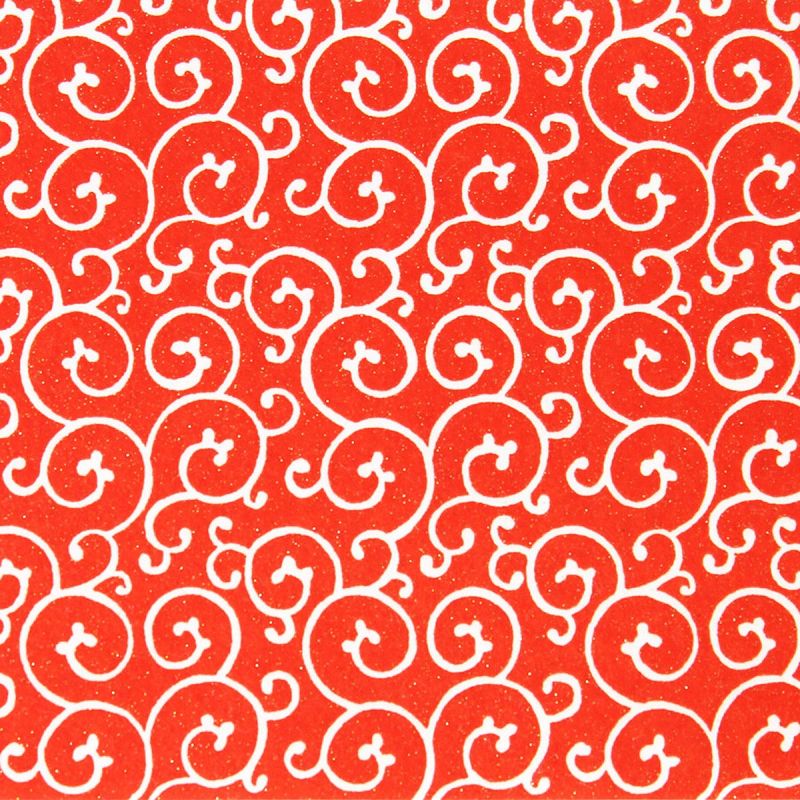 grande feuille papier japonais, YUZEN WASHI, rouge, motif Arabesque 