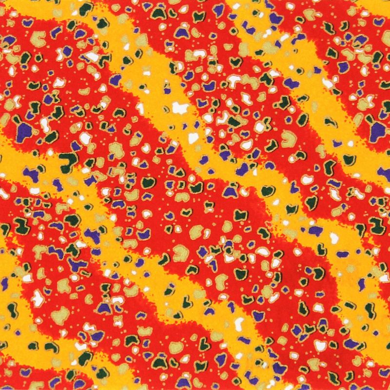 large sheet of Japanese paper, YUZEN WASHI, red, gold diffusion pattern