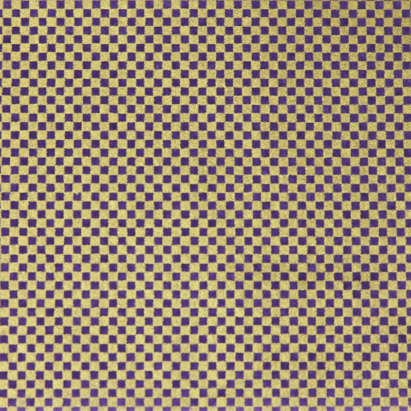 grande foglio di carta giapponese, YUZEN WASHI, viola/oro, motivo a quadretti