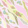 large sheet of Japanese paper, YUZEN WASHI, pink and beige, Docho-tori patterns