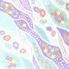 large sheet of Japanese paper, YUZEN WASHI, turquoise and purple, Docho-tori patterns