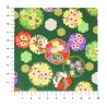 foglio di carta giapponese A4, YUZEN WASHI, verde, Quattro stagioni di fiori con motivi a fiocchi di neve