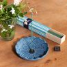 Japanese blue cast iron incense burner, IWACHU LOTUS, lotus flower