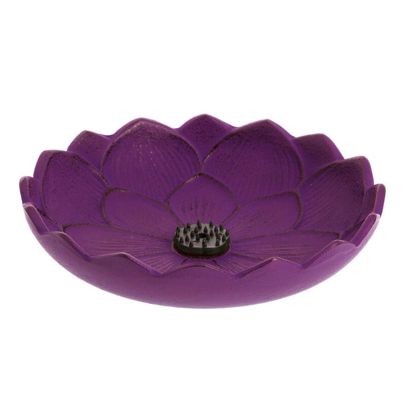 Quemador de incienso japonés de hierro fundido violeta, IWACHU LOTUS, flor de loto