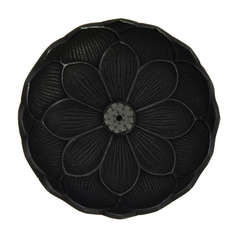 Japanese black cast iron incense burner, IWACHU LOTUS, lotus flower