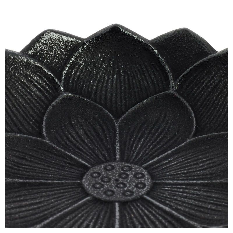 Japanese black cast iron incense burner, IWACHU LOTUS, lotus flower