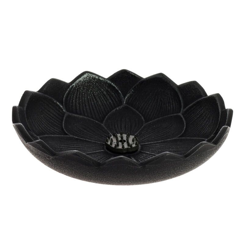 Brûle-encens japonais en fonte noire, IWACHU LOTUS, fleur de lotus