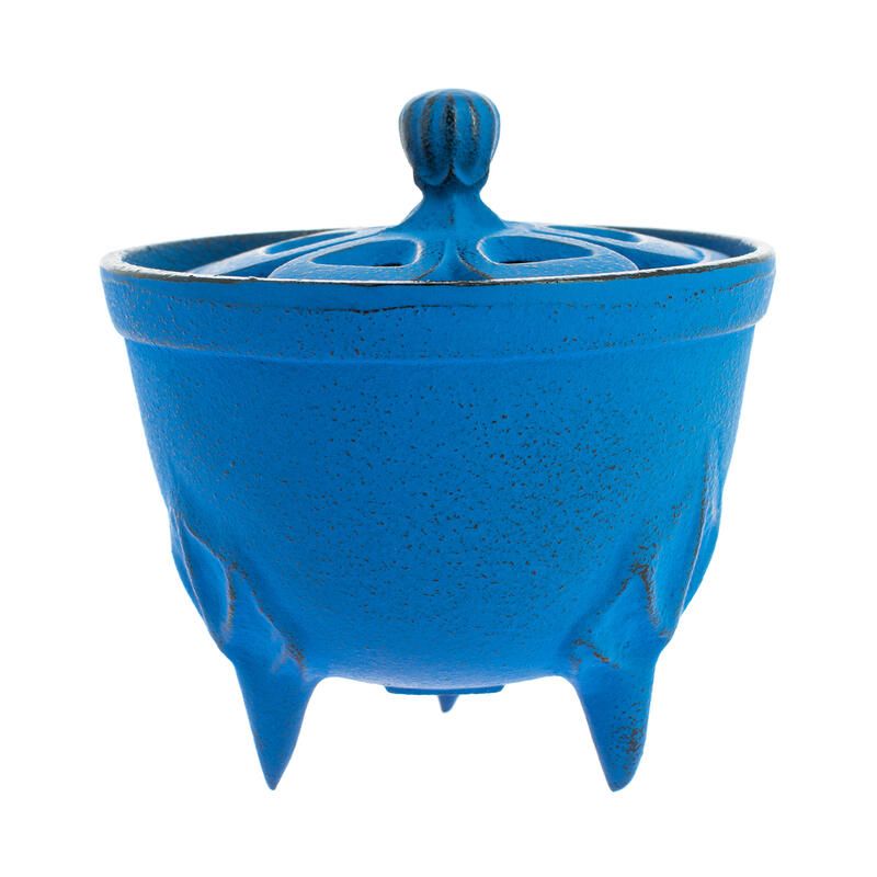 Japanese cast iron incense burner, IWACHU NAMI, blue wave