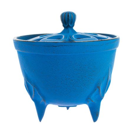 Japanese cast iron incense burner, IWACHU NAMI, blue wave