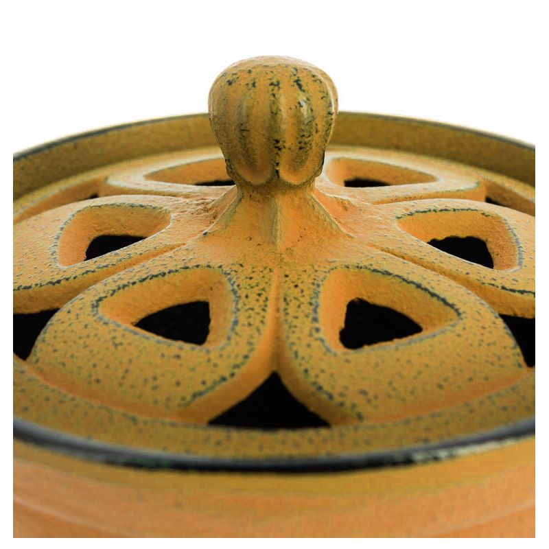 Japanese cast-iron incense burner, IWACHU KOHANA, small brown flower