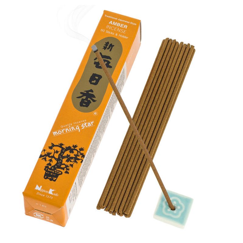 Box of 50 Japanese incense sticks, MORNING STAR AMBER, amber scent