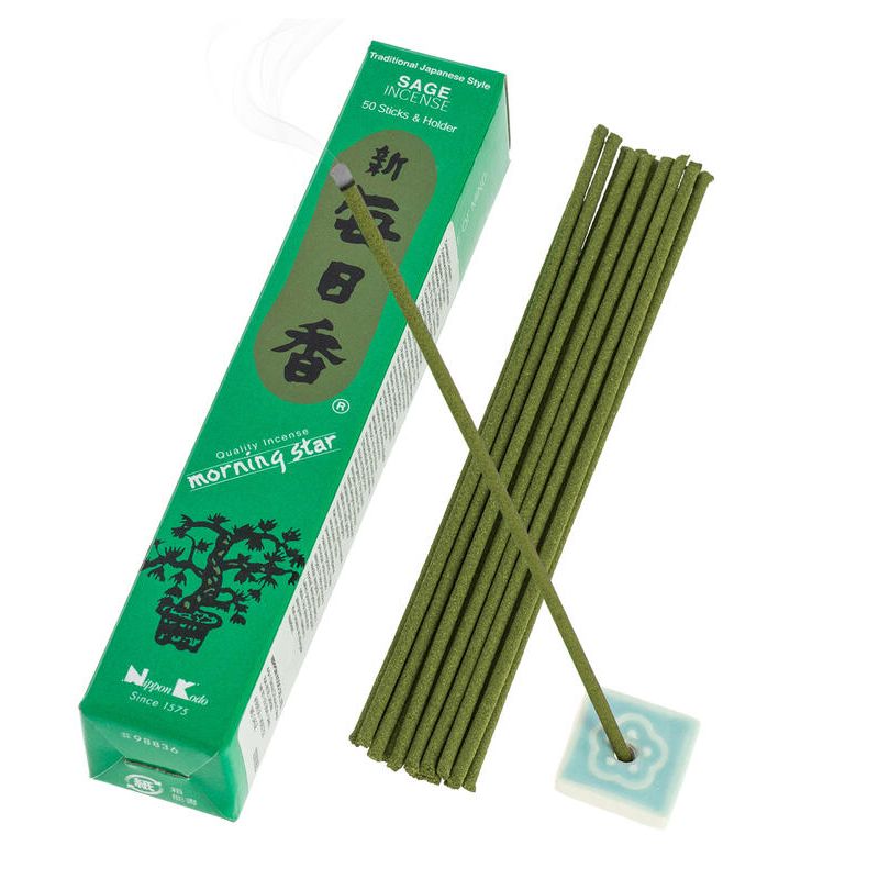 Box of 50 Japanese incense sticks, MORNING STAR SAGE, sage scent