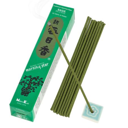 Box of 50 Japanese incense sticks, MORNING STAR SAGE, sage scent