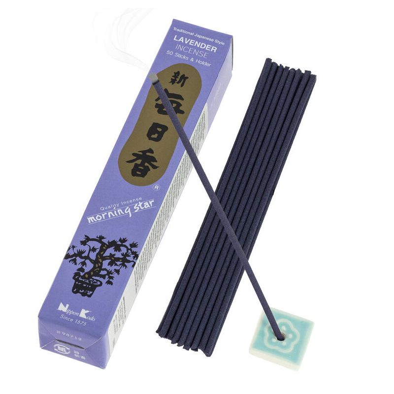 Caja de 50 varitas de incienso japonés, MORNING STAR LAVENDER, aroma de lavanda