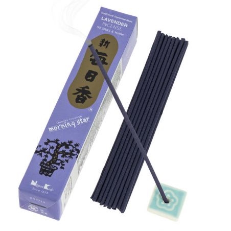 Caja de 50 varitas de incienso japonés, MORNING STAR LAVENDER, aroma de lavanda