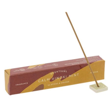 Box of 30 incense sticks with incense holder, SCENTSUAL CALM HINOKI MINT, Hinoki