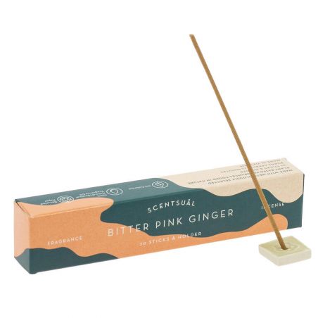 Box of 30 incense sticks with incense holder, SCENTSUAL BITTER PINK GINGER, Ginger