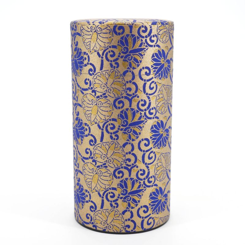 Japanische blau-goldene Teekiste aus Washi-Papier - KINAOHANA - 200gr