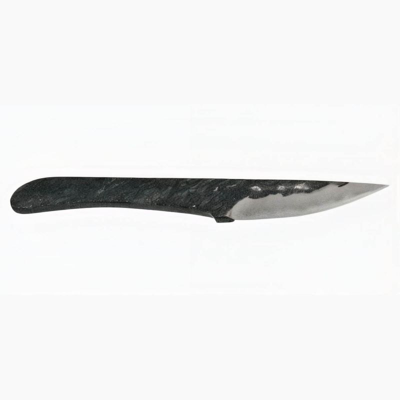 Cuchillo Japonés HAYASHI - Hoja de 65 mm - Mango de acero - Funda de piel negra.