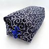Makura cushion with removable cover, dark blue arabesque pattern - 32cm