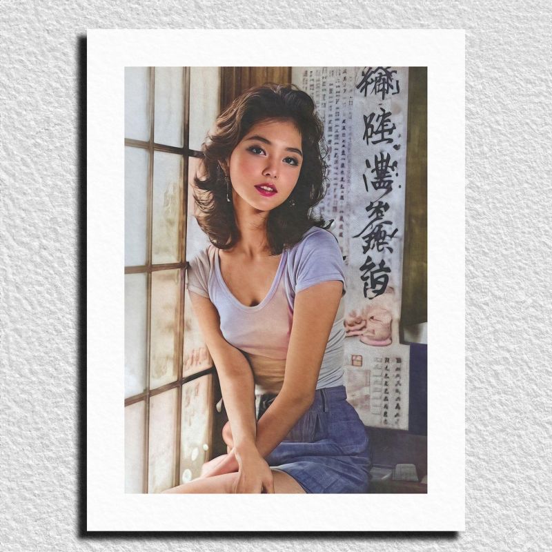 Illustrazione giapponese "OSAKA GIRL" ritratto di una donna giapponese degli anni '70, di ダヴィッド