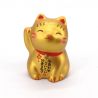 Japanese lucky cat Manekineko gold in ceramic, NINEKO, 4.5 cm