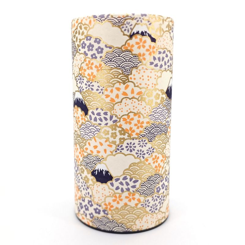 Beige japanische Teedose aus Washi-Papier - FUJISAN - 200gr