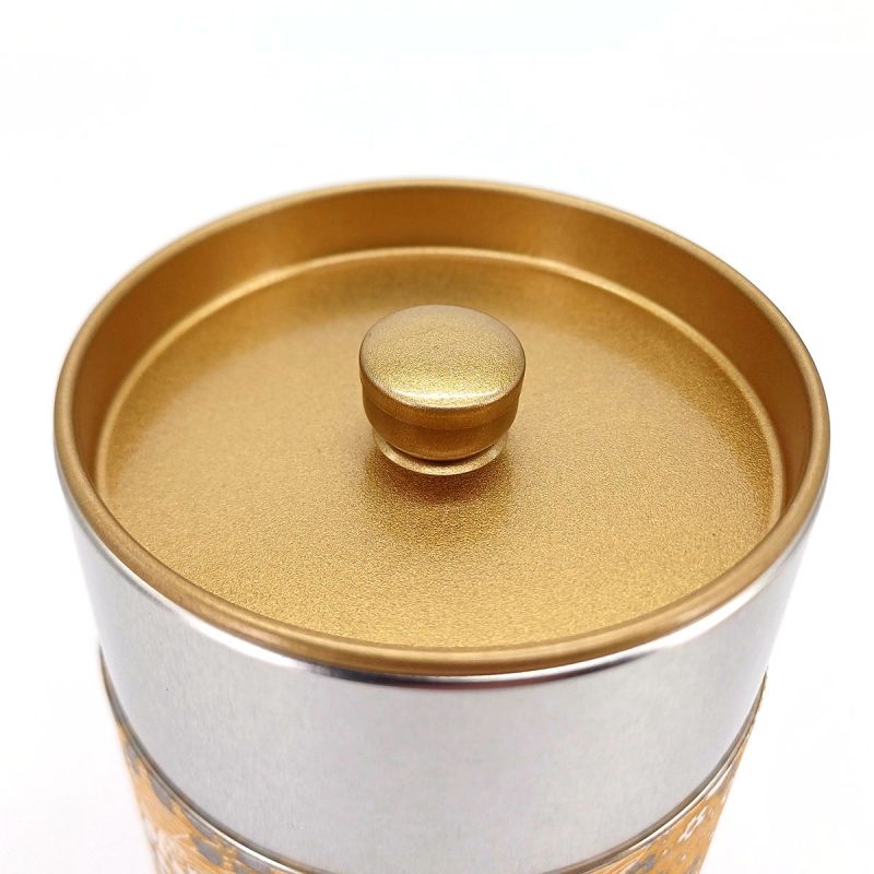 Boîte à thé japonaise blanche en papier washi - KIN SEIGAIHA - 200gr