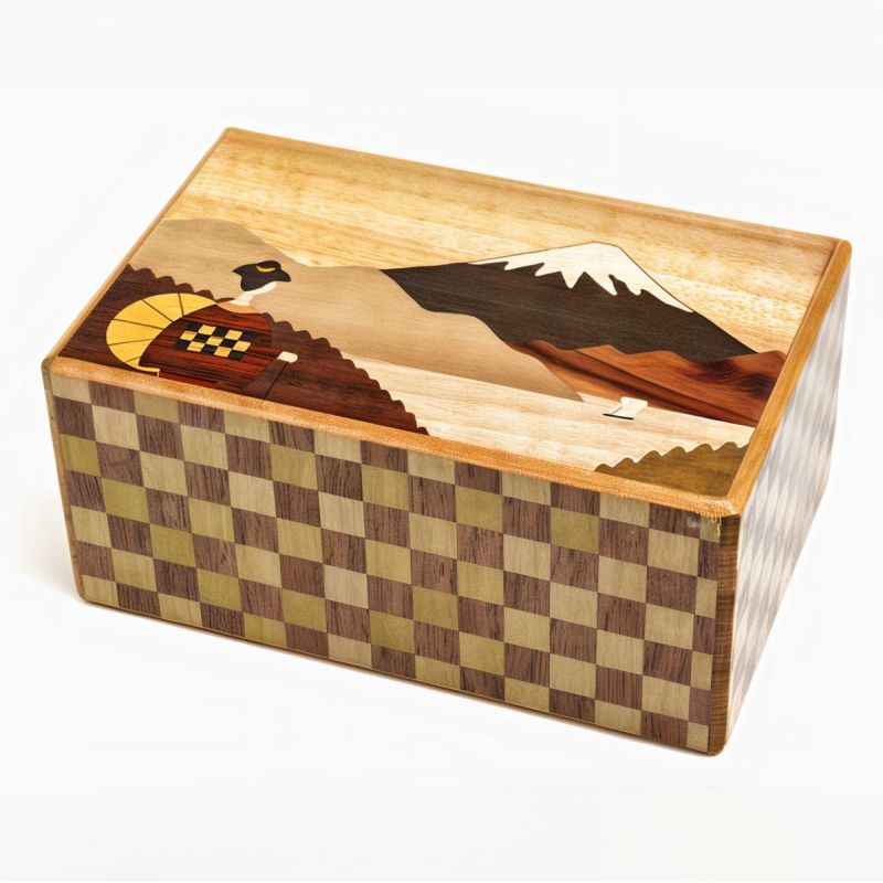 Boîte secrète en marqueterie traditionnelle Yosegi de Hakone, MAIKO , 21 niveaux