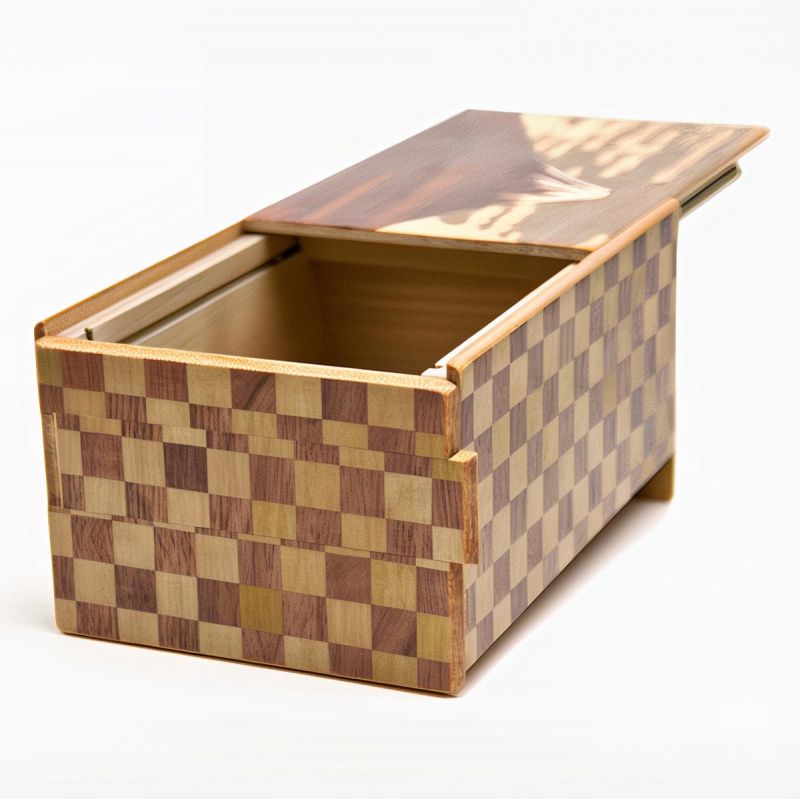 Caja secreta en marquetería tradicional Yosegi de Hakone, FUJISAN KAMERIA, 10 niveles