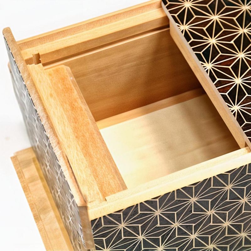 Caja secreta en marquetería tradicional Yosegi de Hakone, ASANOHA 1, 21 niveles