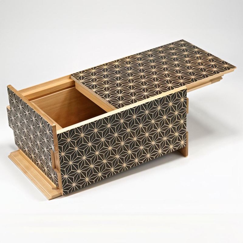 Geheimbox in traditioneller Yosegi-Intarsienarbeit aus Hakone, ASANOHA 1, 21 Ebenen