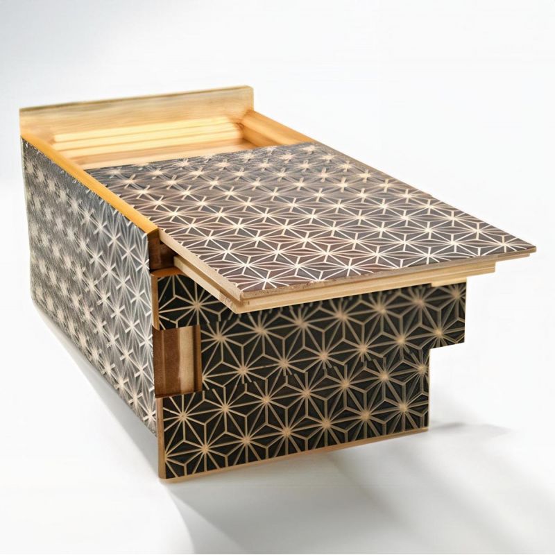 Secret box in traditional Yosegi marquetry from Hakone, ASANOHA 1 , 21 levels