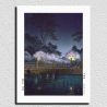 Reproducción de grabado de Tsuchiya Koitsu, El puente Benkei sobre el río Kamogawa en Kioto