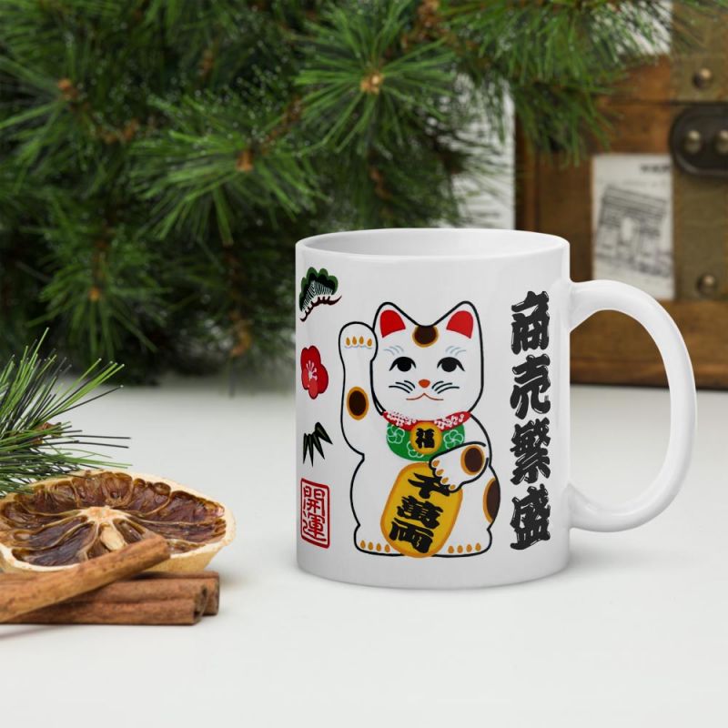 Ceramic tea cup with handle, MANEKINEKO