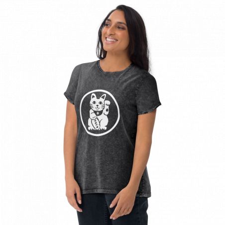 Camiseta negra de algodón, MANEKINEKO