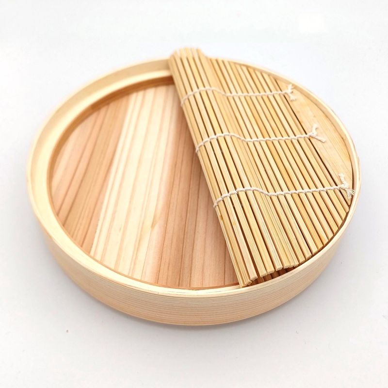 Round bamboo noodle dish, SURIWAPPA SOBAMORI, 22 cm