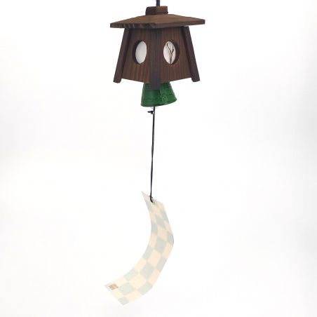 Campana del vento in furin verde in ghisa bambù dal Giappone, MOKUSEIFURIN Tourou Shikaku