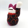 Large Japanese lucky cat manekineko, KI KARAKUSA, black and arabesques