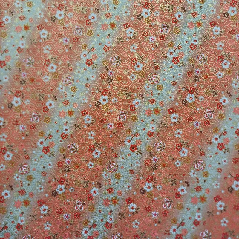 Japanese pink cotton fabric, flower pattern, HANA, made in Japan width 112 cm x 1m