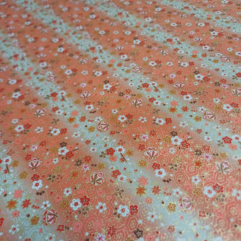 Tessuto giapponese in cotone rosa, motivo floreale, HANA, prodotto in Giappone larghezza 112 cm x 1 m