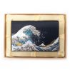 Japanese rectangular card holder with Hokusai wave pattern - HOKUSAI HA