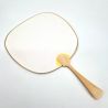 Abanico japonés uchiwa no plegable de papel y bambú, blanco, 26cm