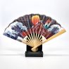 Japanese paper and bamboo decorative fan, FUJI